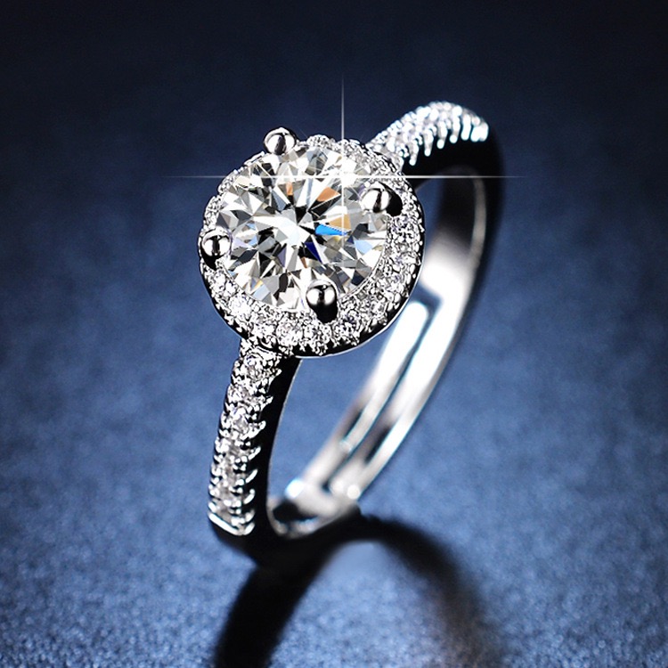 ແຫວນS925 ຊົງPave Halo Ring 1 ກະຣັດ