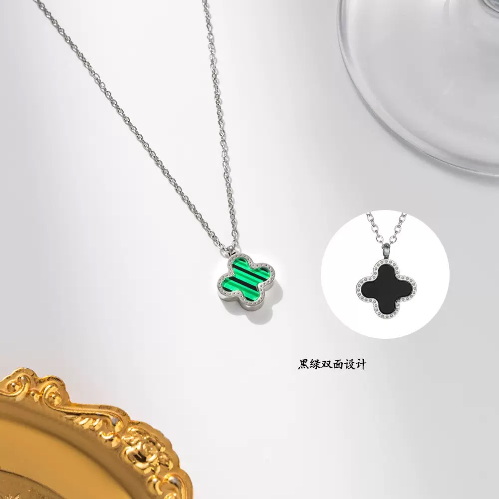 N-TTN008 ສາຍຄໍ Emerald Duo Clover
