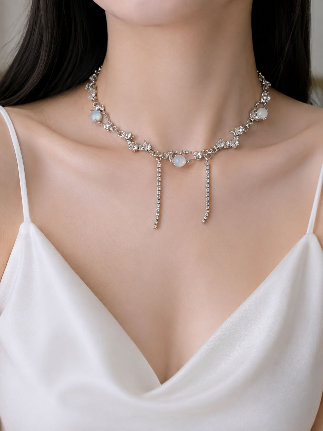 N-stl122-ສາຍຄໍ Crystal Blossom Choker