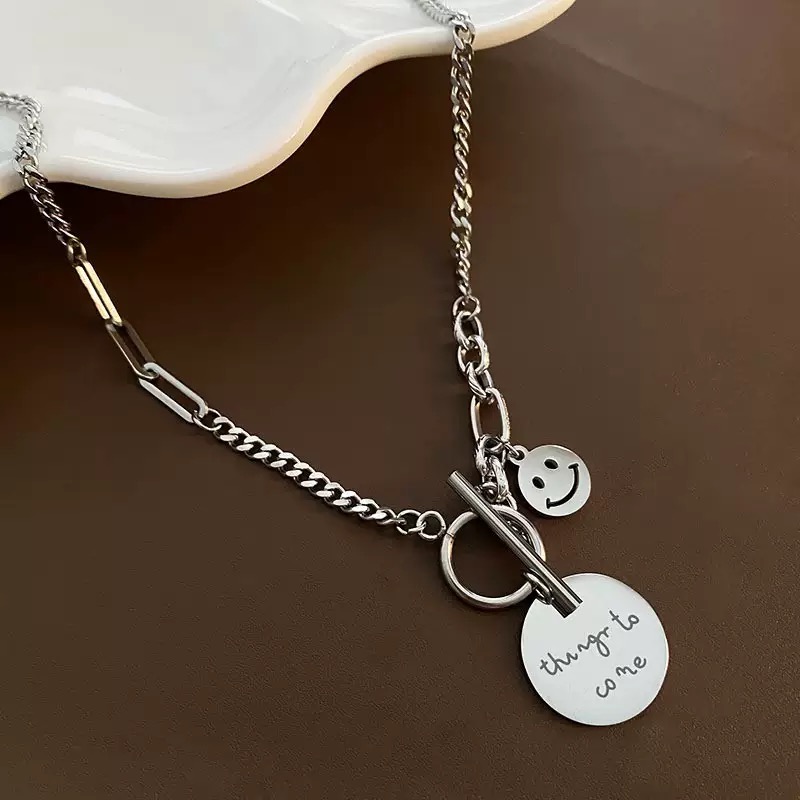 N-stl123-ສາຍຄໍ Smile Toggle Charm
